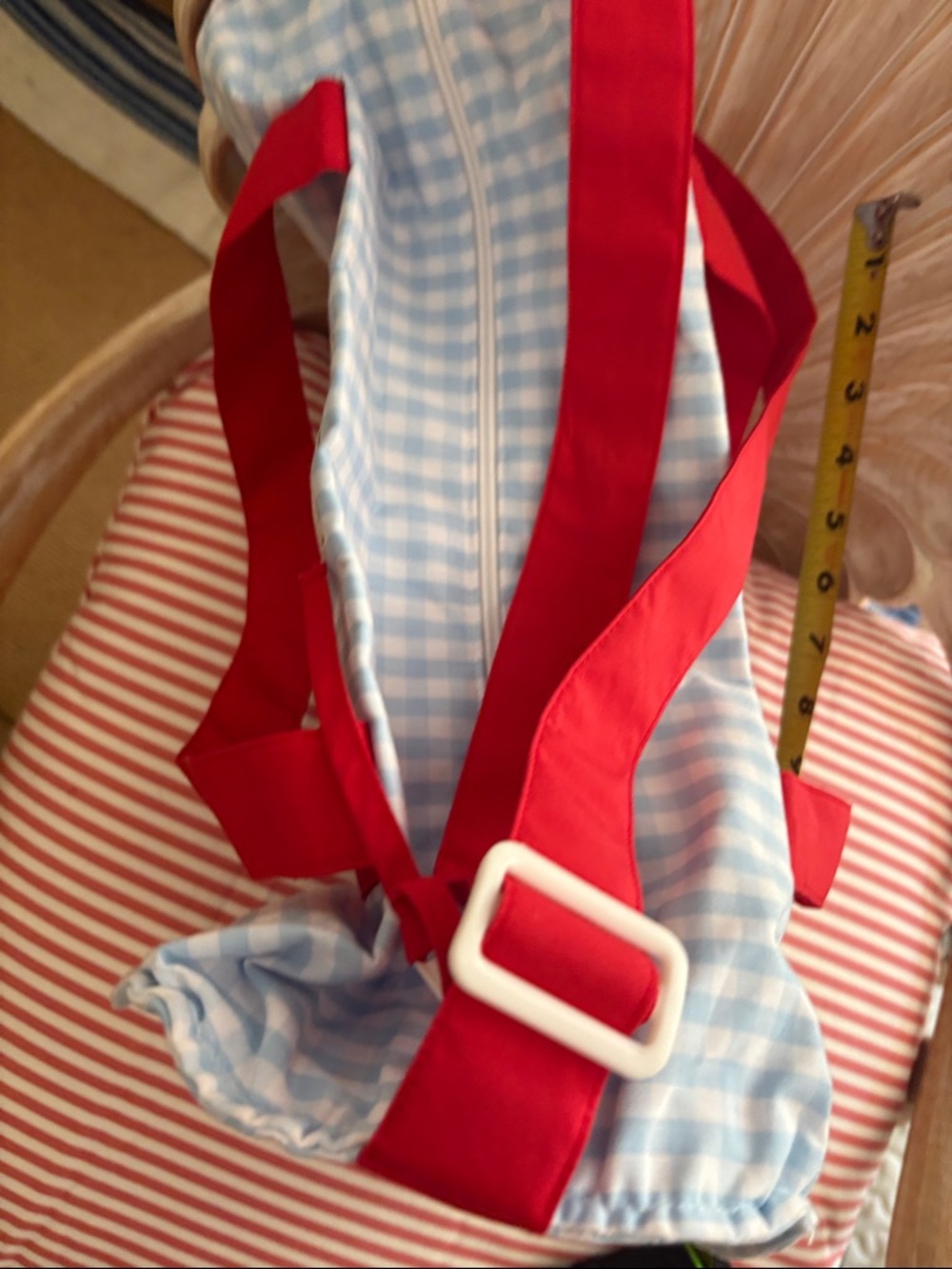 The Beaufort Bonnet Company Light Blue Gingham Tote with Red Straps - Picture 5 of 11
